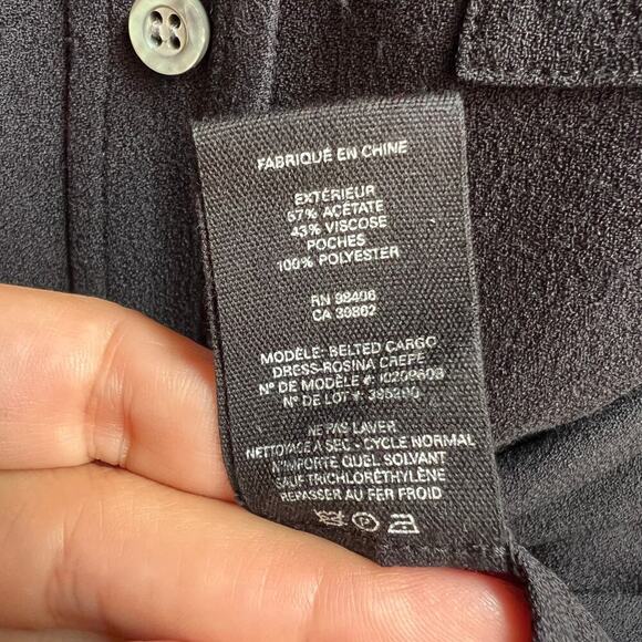 Theory Black Rosina Crepe Belted Cargo Shirt Dress Size S/P - Picture 8 of 8